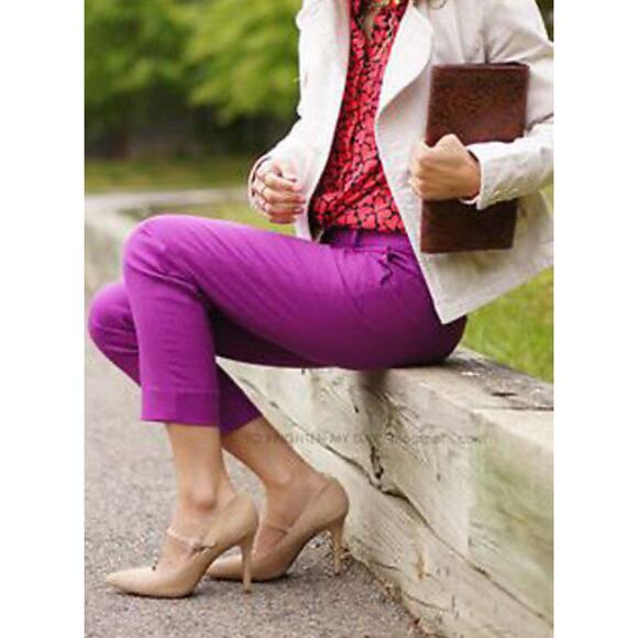 J.Crew | Fuchsia City Fit Wool-Blend Skimmer Pants | Size 6 - Picture 2 of 9